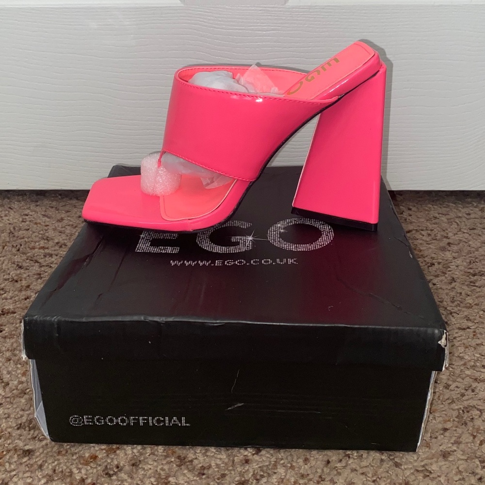 Augustine Square Toe Sculptured Flared Block Heel Mule